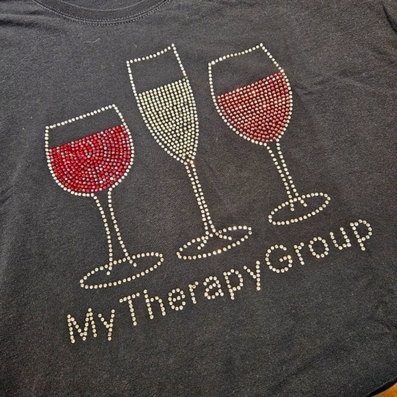 COPY - 2 Pc Lyn Dorf Wine Lovers Solid Black Tops Women's Size XL 100 %Cotton - Picture 2 of 16